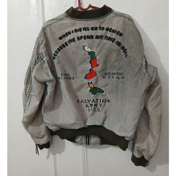 Zara collection womens medium gray graphic printed art wear bomber jacket - Picture 1 of 8